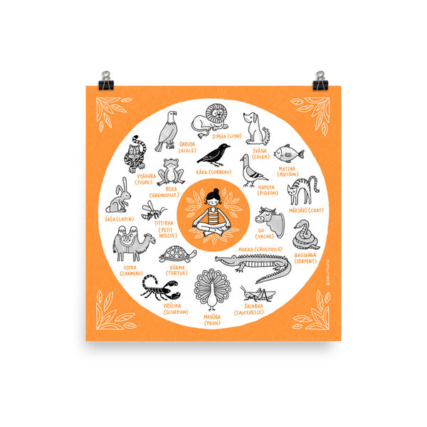 Mots Sanskrits Illustrés (Français) – Impressions d'art giclée - Eva-Lotta's Shop