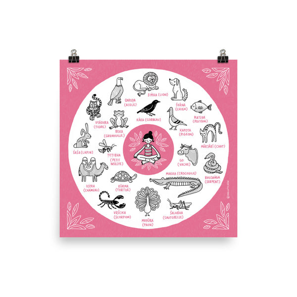 Mots Sanskrits Illustrés (Français) – Impressions d'art giclée - Eva-Lotta's Shop