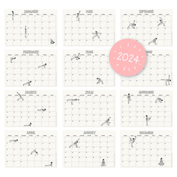 Printable Calendar 2024 – Illustrated Yoga Postures