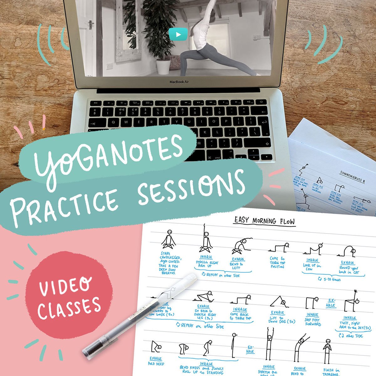 Yoganotes Practice Sessions – Video classes (English) - Eva-Lotta's Shop