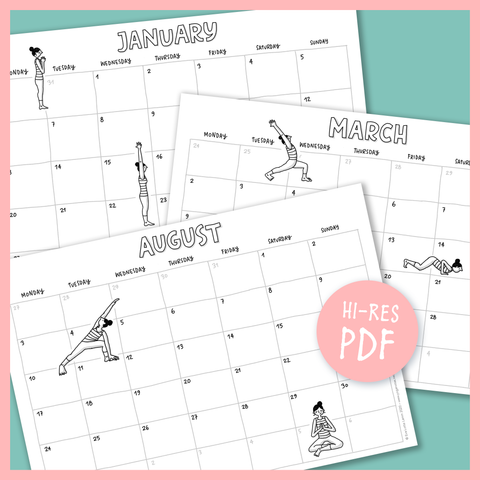 Printable Calendar 2021 – Illustrated Yoga Postures - Eva-Lotta's Shop