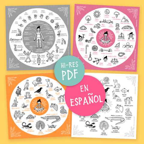 Palabras en sánscrito ilustradas – PDF imprimible (Español) - Eva-Lotta's Shop